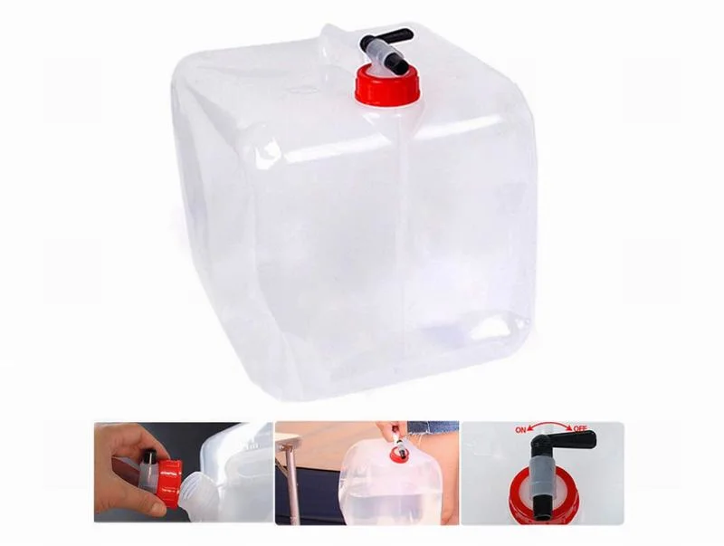 5L/10L/20 L LDPE/PE Transparent Food Level Camping Folding Plastic Military Disaster Relief Water Jerry Can