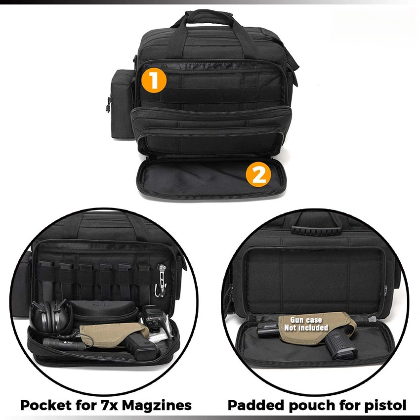 Military Style Gun Case Bag Deluxe Middle Size Tactical Bag Firearm Shooting Case with Lockable Zipper for Shooting Range Outdoor Hunting Bag